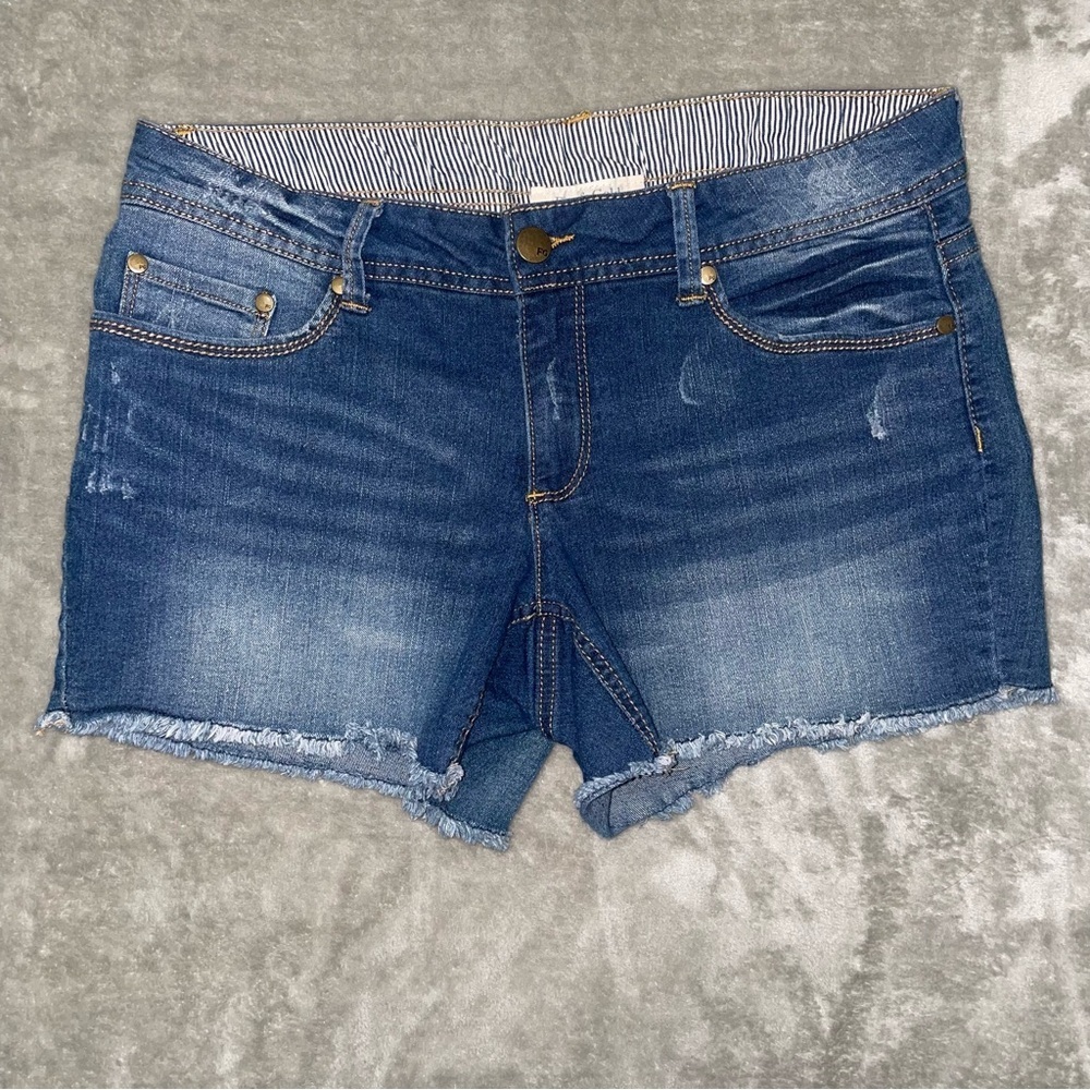 Fire & Gold Denim Raw Hem Jean Shorts Size 12 Stonewashed Blue Cutoff